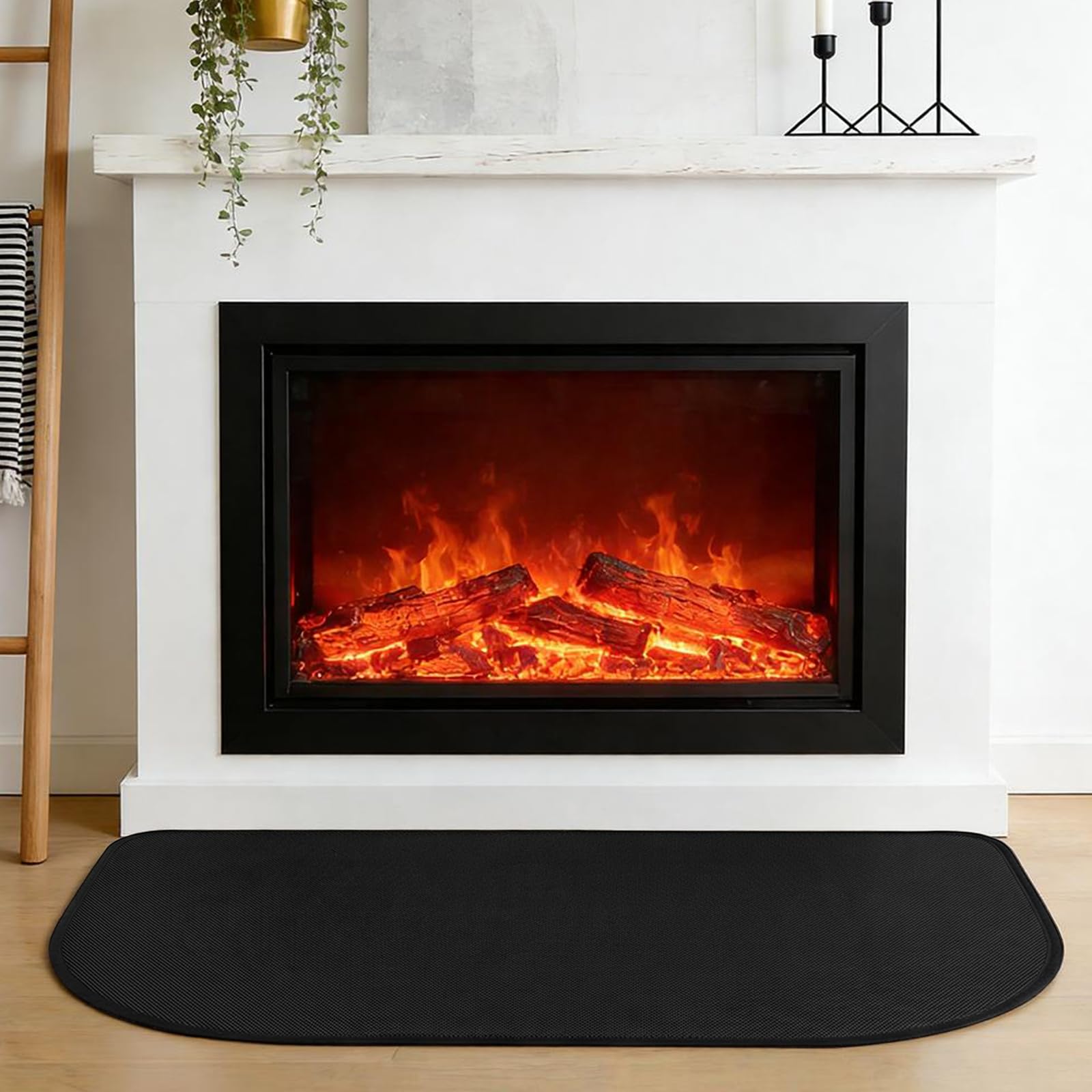 Fireproof Fireplace Mat 50x80x0.2cm Heat Resistant Hearth Rug, Silicone Coated Fiberglass Pad for Indoor/Outdoor Wood Stove Fire Pit - Protects Floors from Sparks Embers