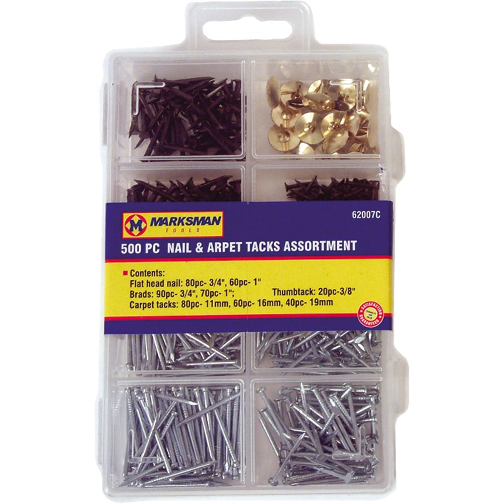 500Pc Nail and Carpet Tacks Assortment
