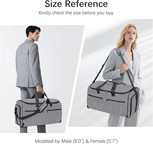 Miniatura 7 de Bukere - Bolsa de viaje convertible para viajes, bolsa de viaje convertible con compartimento para zapatos, correa de hombro desmontable, bolsa