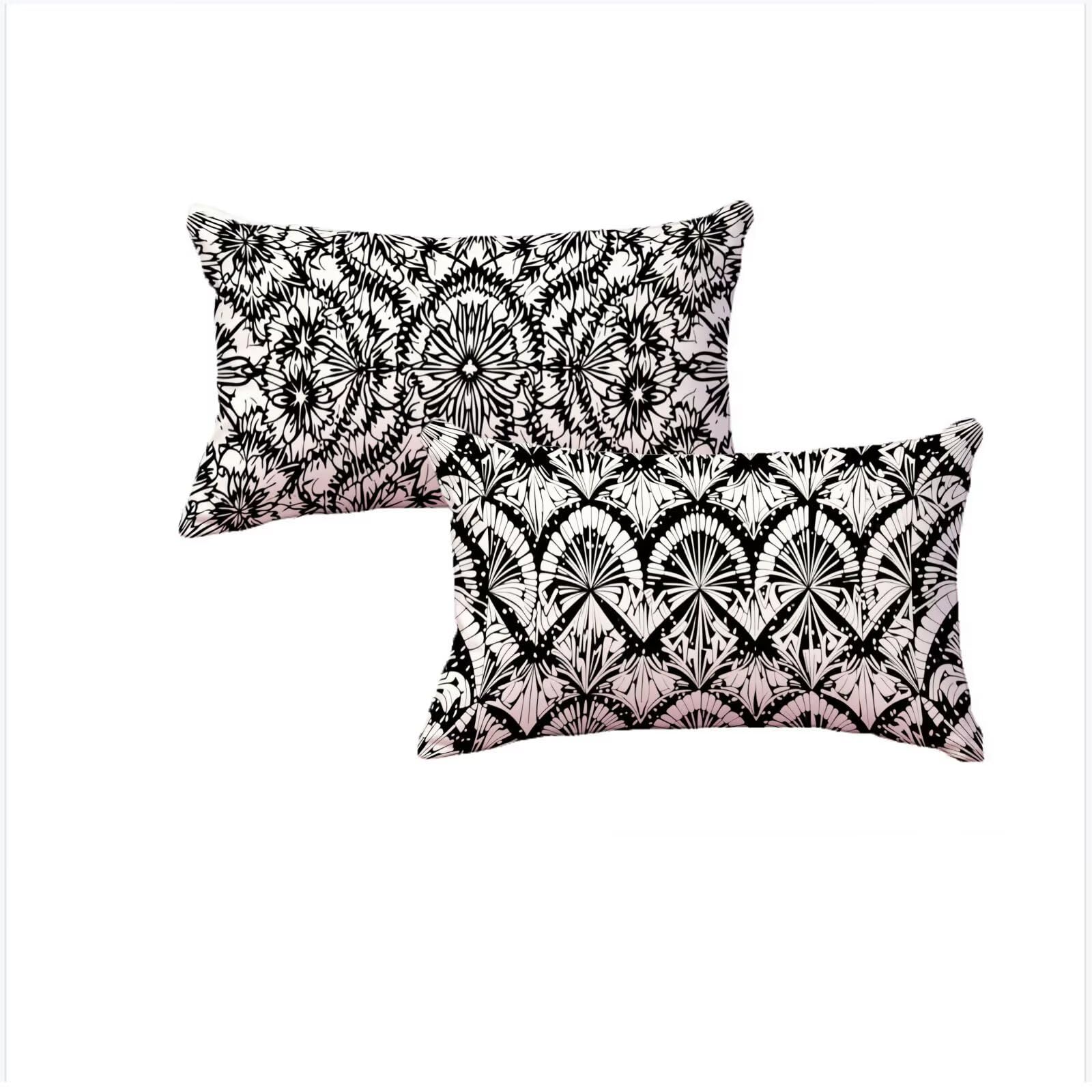 Taies d'oreillers lot de 2 en lin 40x80 cm au design géométrique
