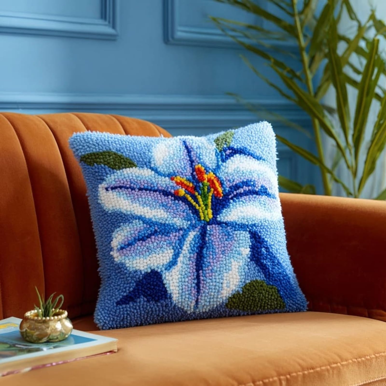 WallustrioaW Latch Hook Pillow Cover Kits,Beautiful Lilies