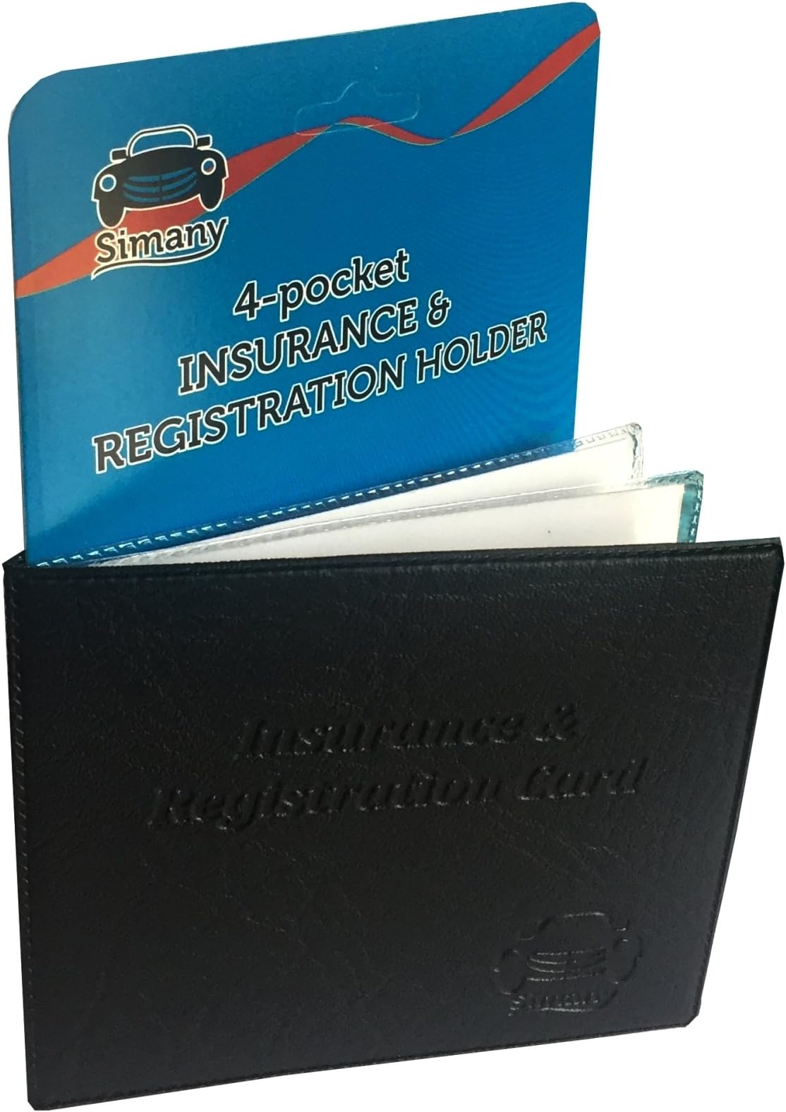 Black 4-Pocket AUTO CAR TRUCK INSURANCE REGISTRATION CARD HOLDER WALET 5.25"x4.6" Embossed Faux-Leather