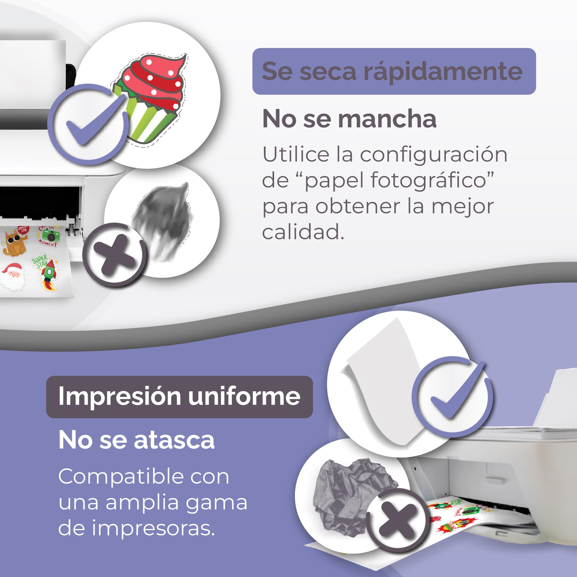 Papel Adhesivo Semi Transparente De Primera Calidad - 30 Hojas - A4 - Papel Semitransparente Para Impresoras Láser E Inyección De Tinta - Adhesivo Imprimible Resistente Al Agua