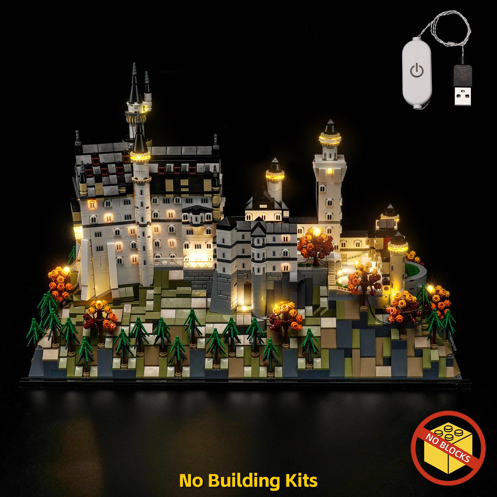 BrickBling Touch Dimmer Schalter Led Licht Set Kompatibel mit Lego Neuschwanstein Castle 21063 (Kein Modell), Dekorationsbeleuchtungsset Compatible with Lego Neuschwanstein Castle Kreative Spielzeug