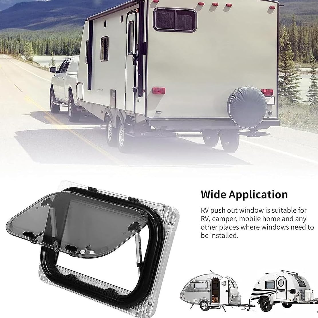 Okno Przyczepy Kempingowej Okno Boczne Okno Na Zawiasach Okno Samochodu Kempingowego Okno Push Dla Przyczepy Kempingowej Rv Van Camper, Okna Samochodu Kempingowego Dla Kampera 500 * 350mm