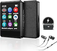 MP3 Player 1.8 Polegadas Tela Touch, Bluetooth, Áudio Hi-Fi, Rádio FM, Gravador de Voz, Leitor de E-books, Controle Parental - Design Compacto 4.3x5.7cm