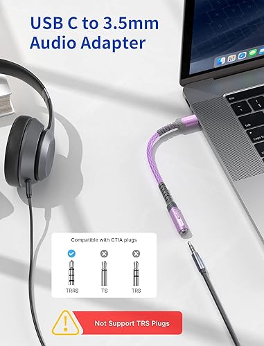 Miniatura 42 de JSAUX Adaptador USB C a conector de audífonos hembra de 6/64" (3.5 mm) para audio auxiliar, compatible con Samsung Galaxy S23, S23+, S23 Ultra, S22