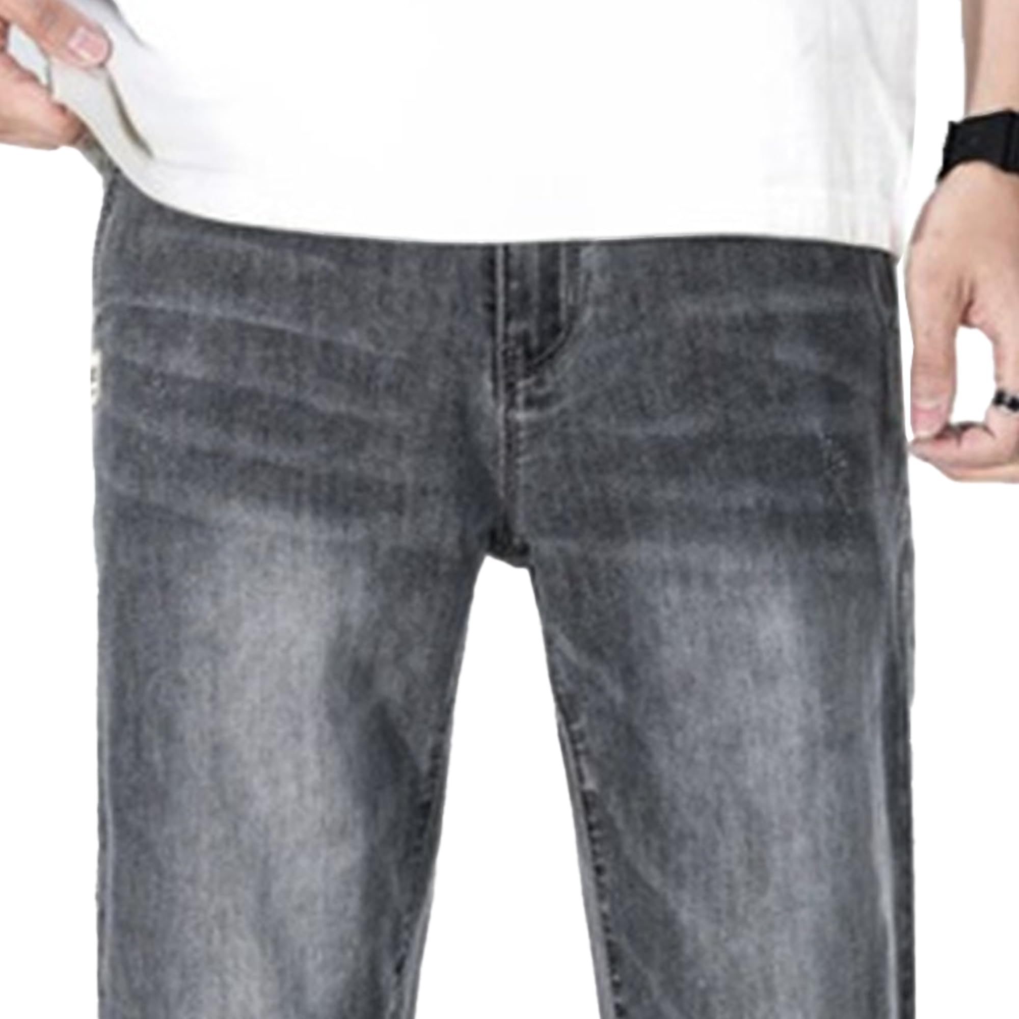 Pantalones de mezclilla ajustados para hombre, elásticos, corte regular, pierna recta, pantalones de mezclilla casuales de verano para hombre