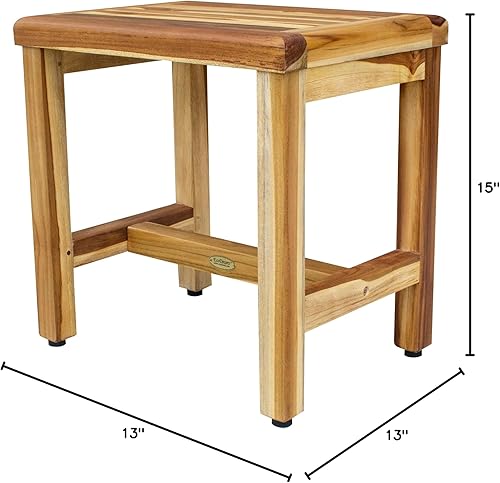Miniatura 10 de EcoDecors Teak Shower Bench Eleganto Natural Wooden Seat Shower Stool Wood Shower Foot Bench in Earthy Teak Finish - 18 inches Length