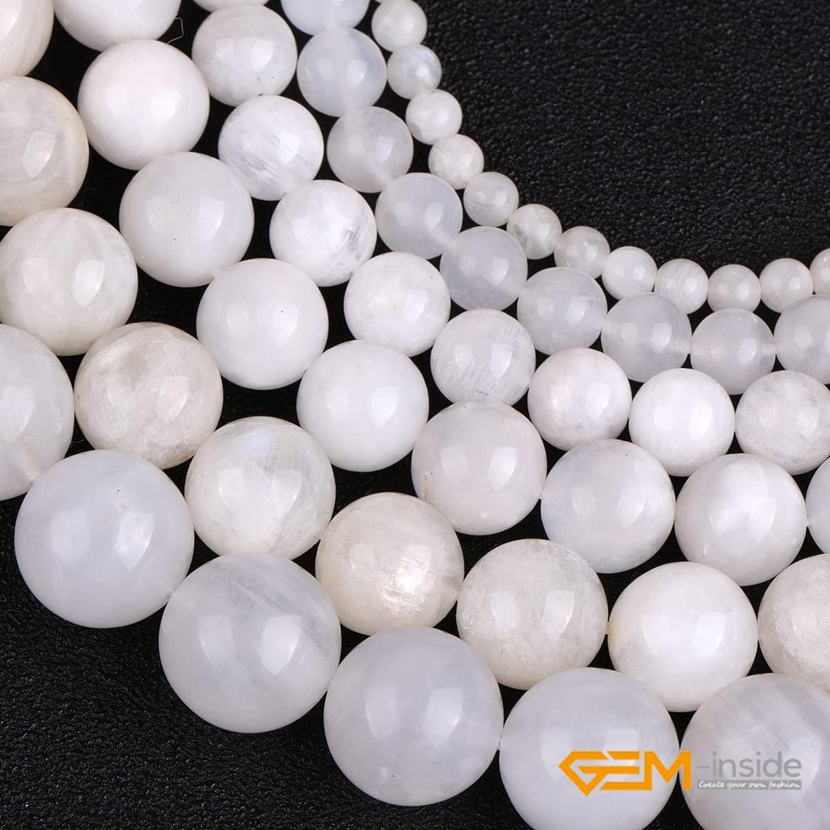 GEM-Inside Moonstone Gemstone Loose Beads Natural Energy Power Beads for Jewelry Making 6mm Round 15 Inches White Moonstone 6mm