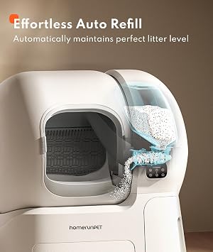 Homerunpet Self Cleaning Cat Litter Box Set with Physical Anti-Pinch Safety | 106L Ultra Large Automatic Cat Litter Box, Auto Refill & One-Click Litter Replacement, App Control for Multi-Cat Homes