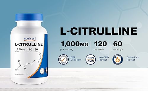 Miniatura 6 de Nutricost L-Citrulina 500 mg, 120 cápsulas – Sin gluten, sin OMG, 1000 mg por porción (60 Serv)