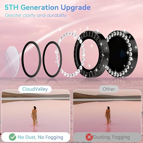 Miniatura 3 de CloudValley Protector de lente de cámara para iPhone 15 Pro  15 Pro Max, cubierta de cámara de vidrio templado Ultra-HD compatible con fundas Anillo