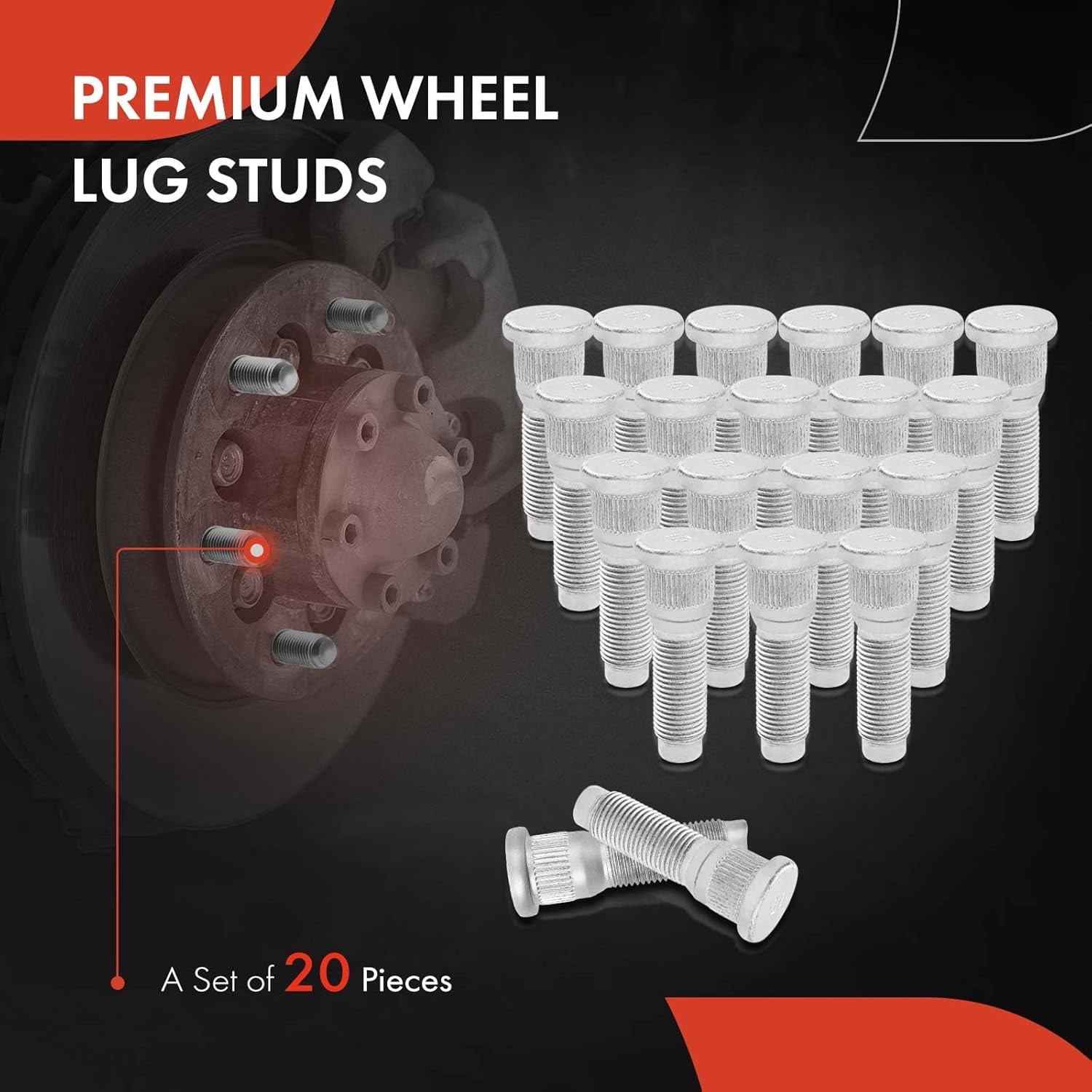 A-Premium Wheel Studs Compatible with Jeep Grand Cherokee 2000-2004 Grand Wagoneer 1993 Liberty 2002-2007 TJ 1997-1999 20-PC Set