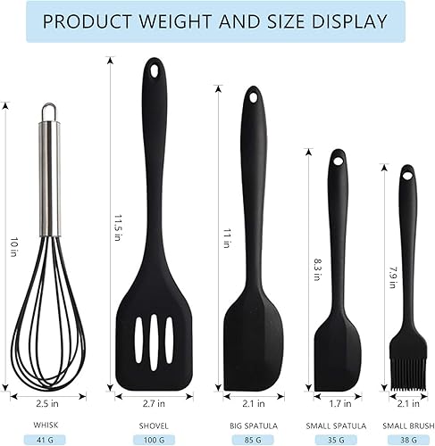 Miniatura 9 de NileHome Juego de espátulas de silicona, espátula de goma de alta resistencia al calor, sin BPA, de una pieza, diseño sin costuras, juego de