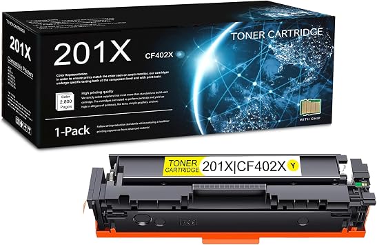 1 Pack 201X Yellow Toner Cartridge with Chip | Replacement for HP 201X Work with M252n M252dw MFP M274n MFP M277n MFP M277c6 MFP M277dw | CF402X