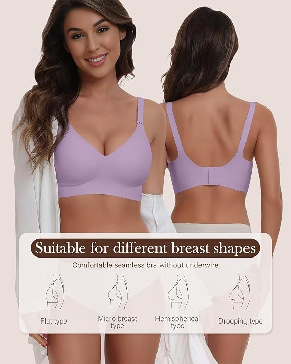Comfortable Wireless Seamless Bras for Women Soft Support Push Up Full Coverage No Underwire Everyday T Shirt Bra