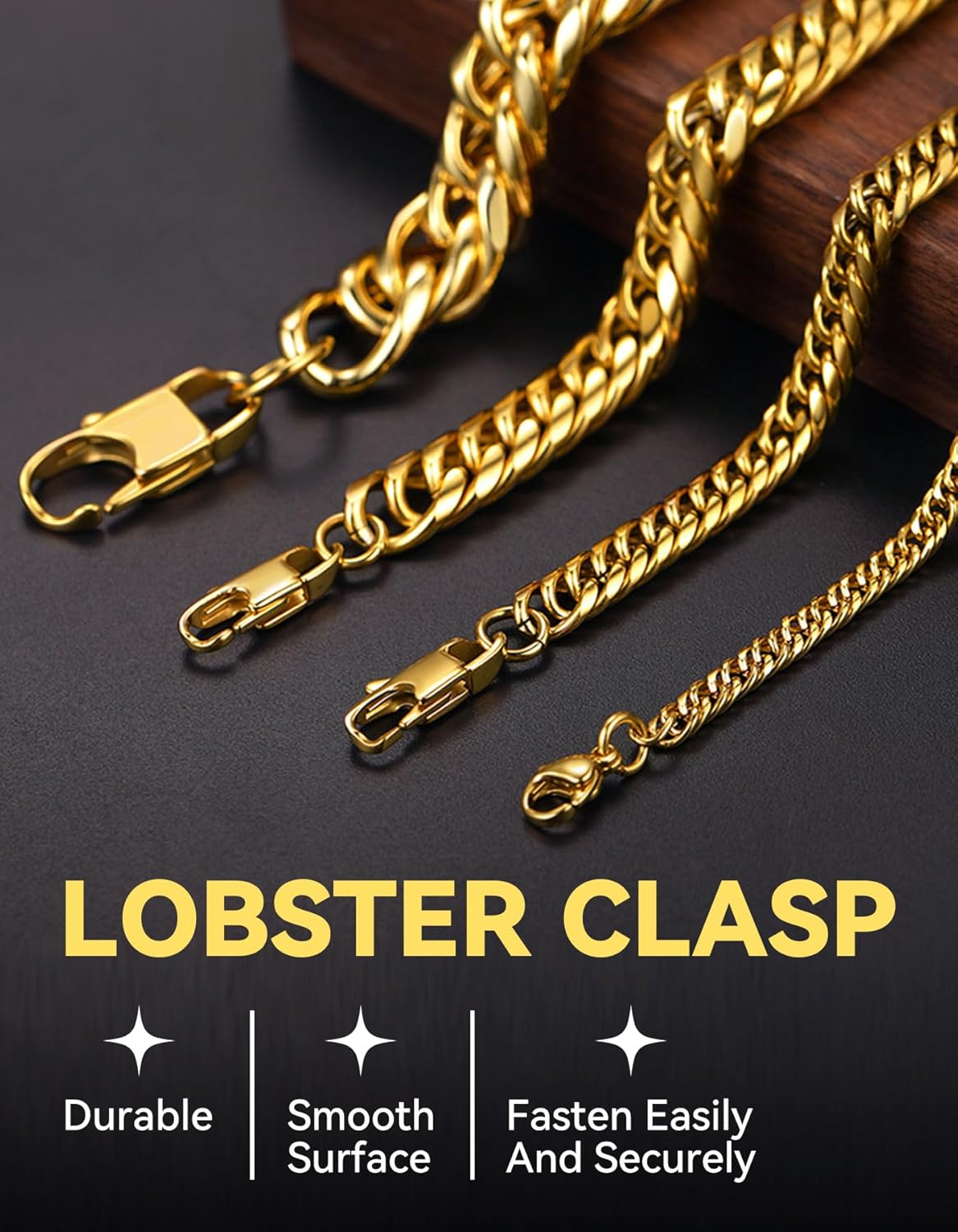 ChainsHouse Cuban Link Chain for Men Women, Hip Hop Jewelry Stainless Steel/Black/14K Gold Plated Chains,3.5/6/9/12mm Width, 18-36 Inches Options (Send Gift Box) - Image 4