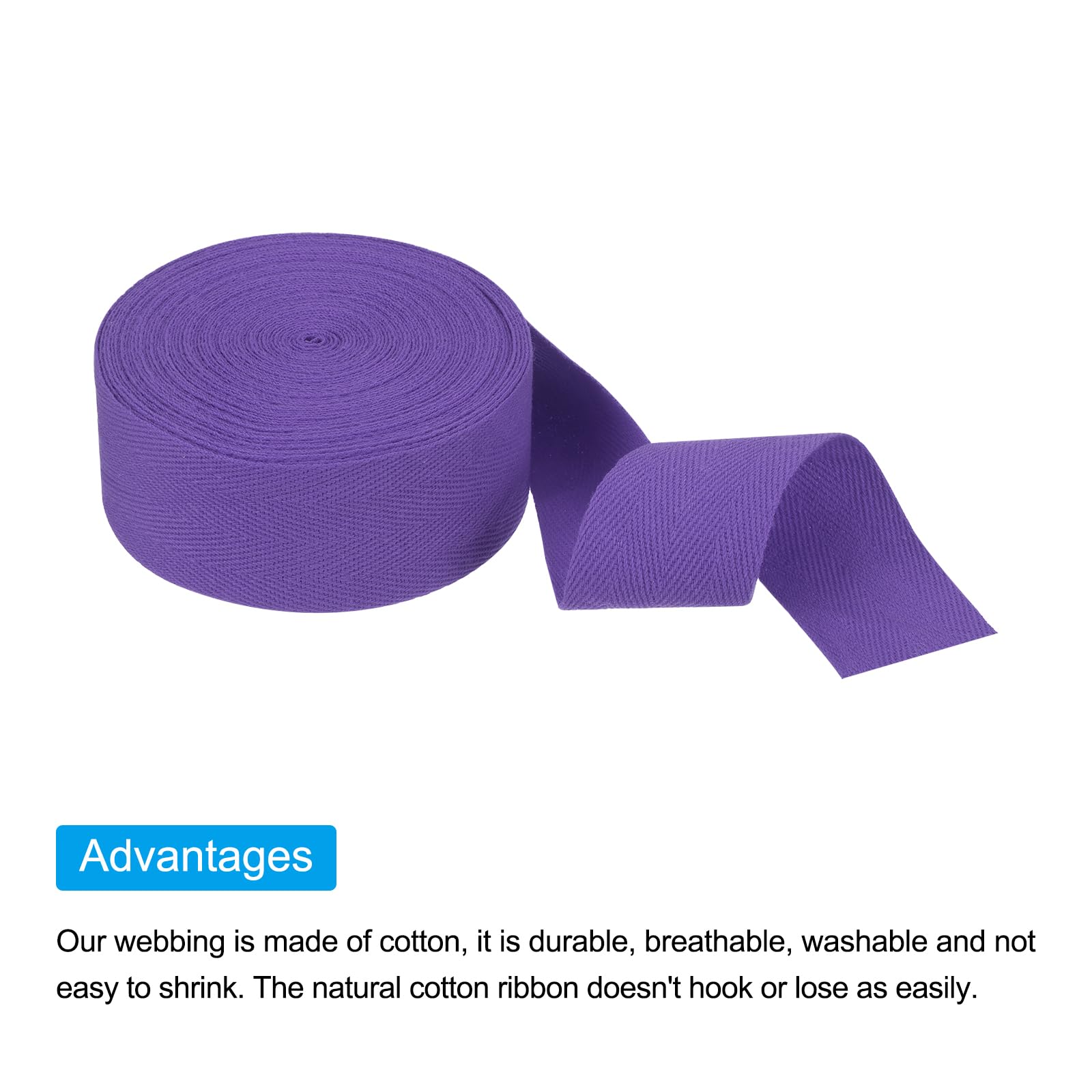 PATIKIL Cotton Twill Tape 4cm 9m Cotton Ribbon Bias Binding Tape Herringbone Webbing Trim for Sewing Gift Wrapping Dark Purple - Image 4