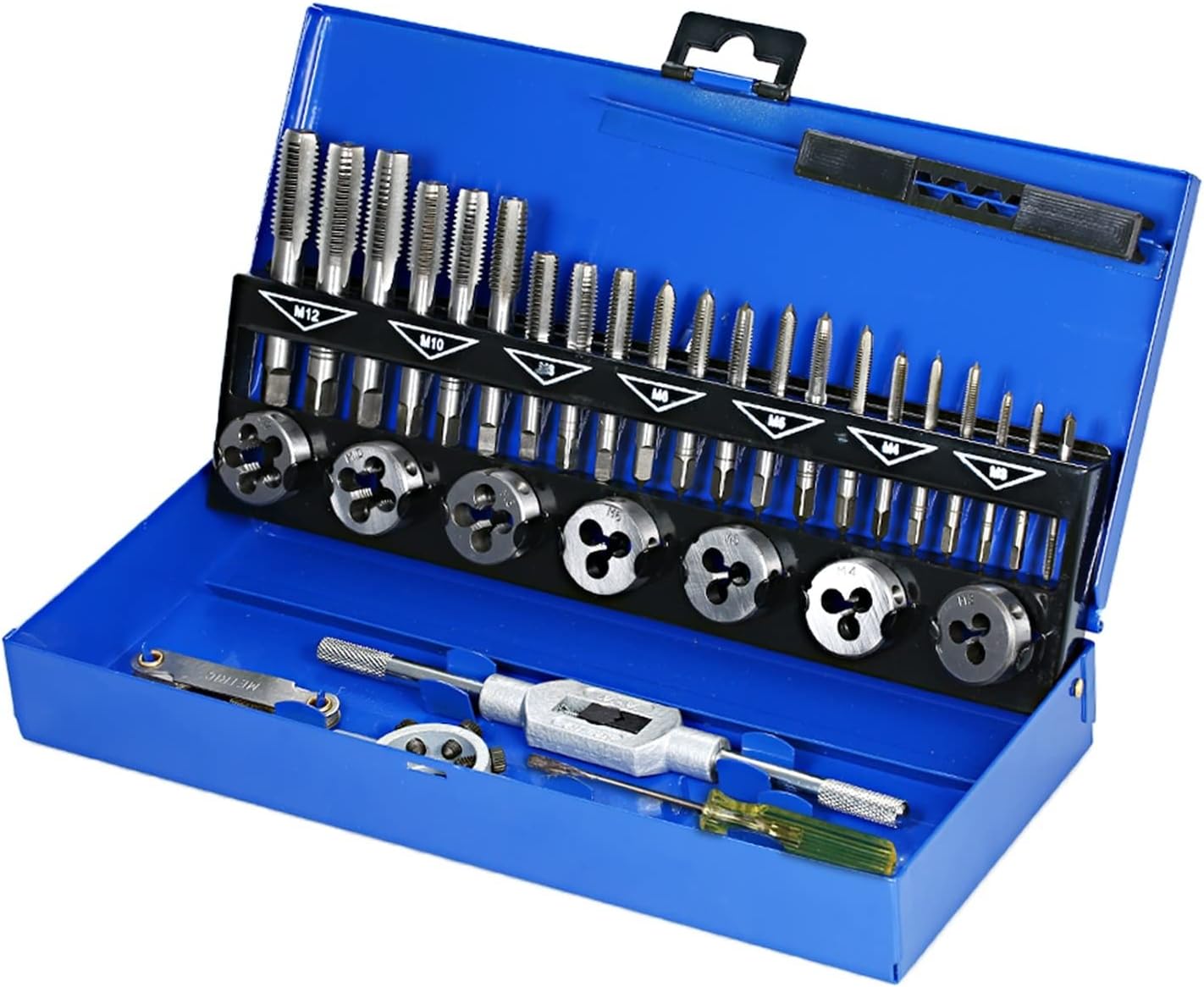 32 PCS Tap And Die Set Metric Wrench Cut M3-M12 Hand Threading Tool Tungsten Carbide Screw Thread Making Bit with High Efficiency