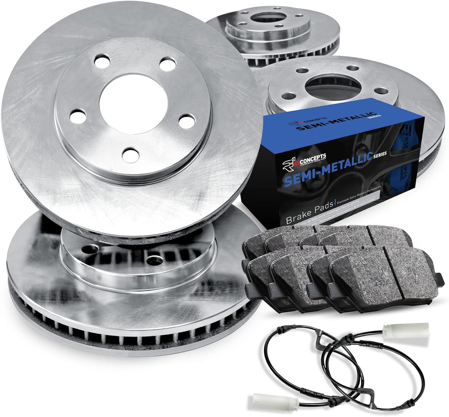 R1 Concepts Front and Rear Brake Kit For 2000-2006 Audi TT| Blank Brake Rotors| Semi Met Brake Pads and Rotors Kit|Hardware included