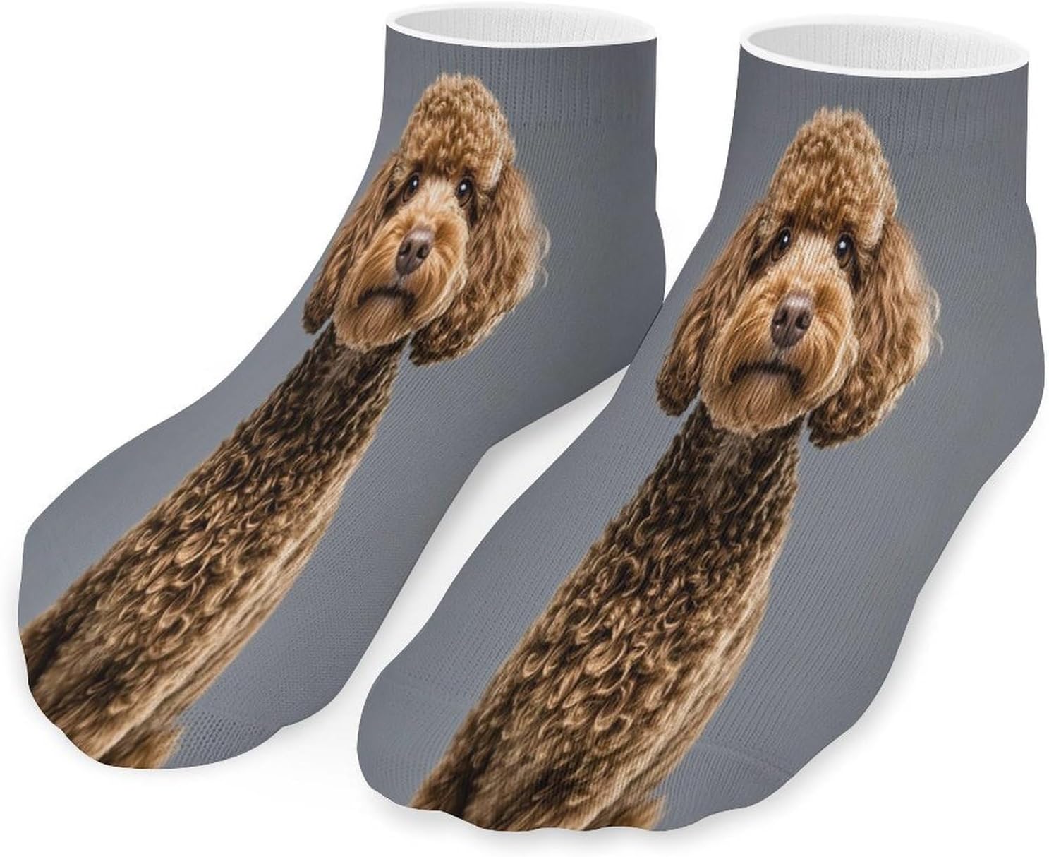 Brown Poodle Ankle Socks for Men Women 5 Pairs