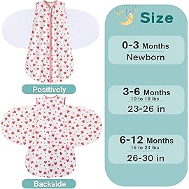 BSTOPPT Newborn Sleep Sack Baby Swaddle,Swaddle me 0-3 Month,3-Way Adjustable Wearable Blanket,100% Rayon Cotton Swaddling Sleeping BagTOG 0.5 (Love, 0-3 Months)