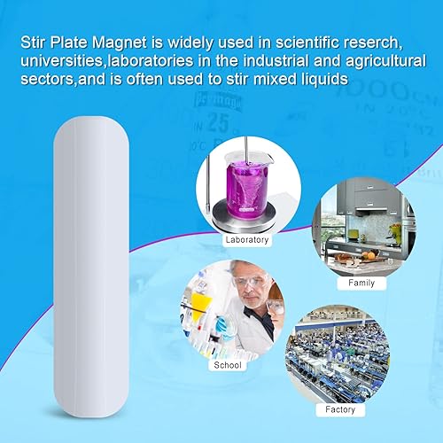 Miniatura 6 de Barras de agitación magnéticas, 12 barras mezcladoras magnéticas PFTE en diferentes tamaños, agitador magnético, barra de laboratorio para la