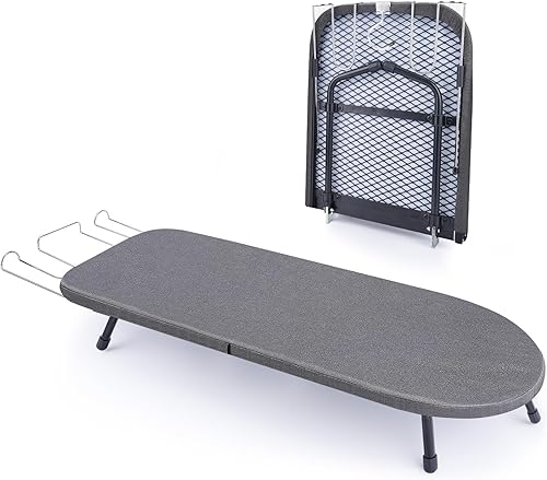 Tabla de planchar de mesa con soporte de hierro, panel de malla metálica pequeña tabla de planchar con cubierta resistente al calor, tabla de hierro