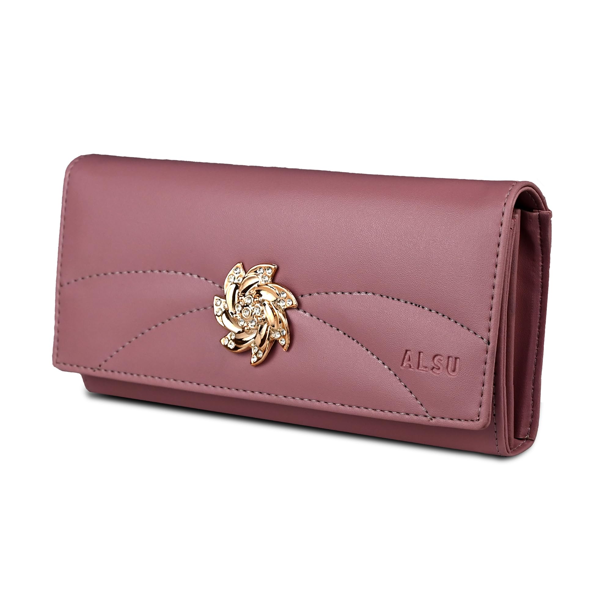 alsu Women's Wallet |Ladies Purse| Clutch Vegan Leather | Phone Pocket | 4 Card Pocket (Peach)-picture-13