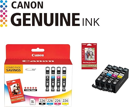 Miniatura 2 de Canon CLI-226 Paquete de color genuino con 50 hojas de papel fotográfico, compatible con iP4820, MG5220, MG5120, MG6120, MG8120, MX882, iX6520,