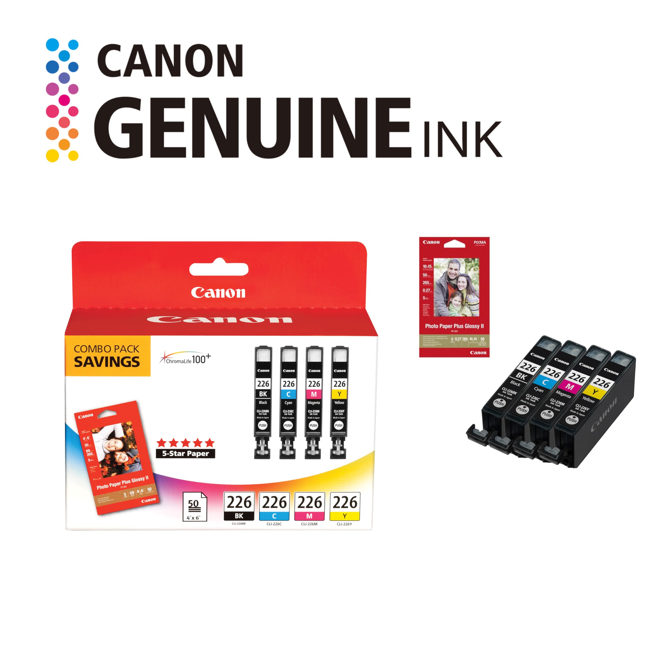 Amazon.com: Canon CLI-226 Genuine Color Pack with 50 Photo Paper