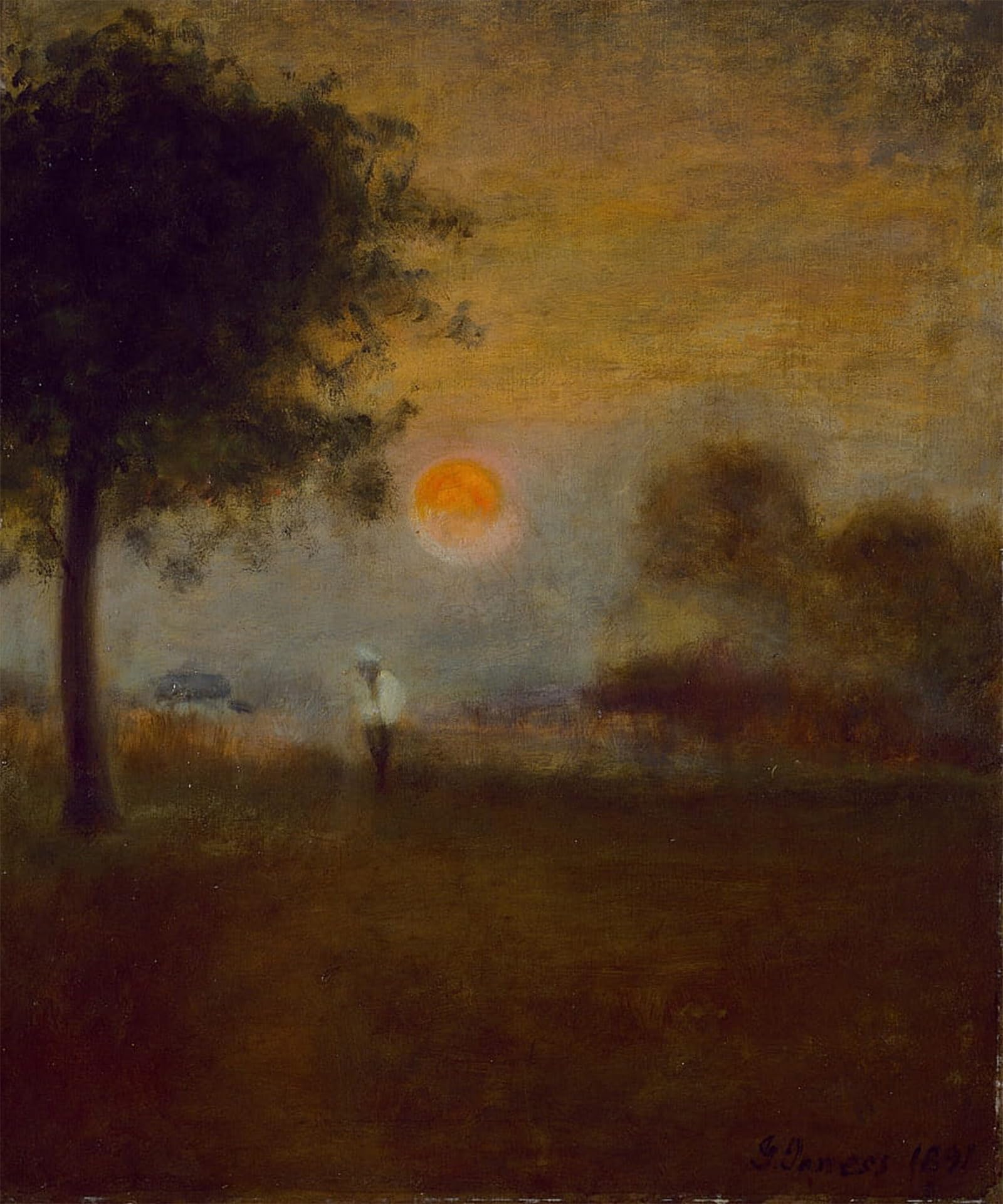 SERENDIPITP Vintage Picture Print on Canvas Wall Art Poster Moonrise by George Inness Artwork Print Poster for Wall Decor 60x90cm