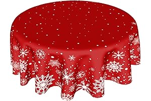 Merry Christmas Snowflake Round Tablecloth: Festive Elegance for Your Holiday Gatherings