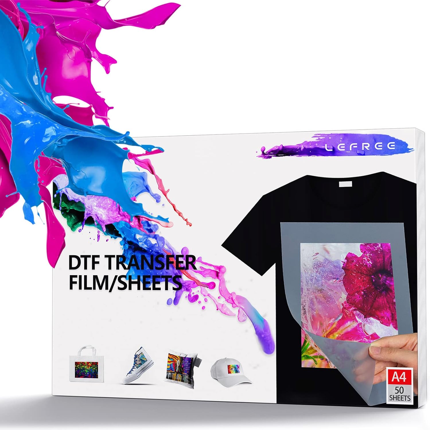 50 Sheets A3 (11.7'' x 16.5'') DTF Transfer Film, T-Shirt DTF Film, Double-Sided Matte DTF Film for DYI Direct Print on T-Shirts Textile, PET Heat Transfer Paper