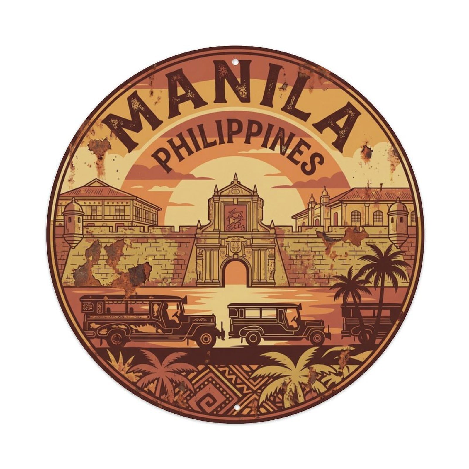Vintage Travel Philippines Manila Metal Tin Sign