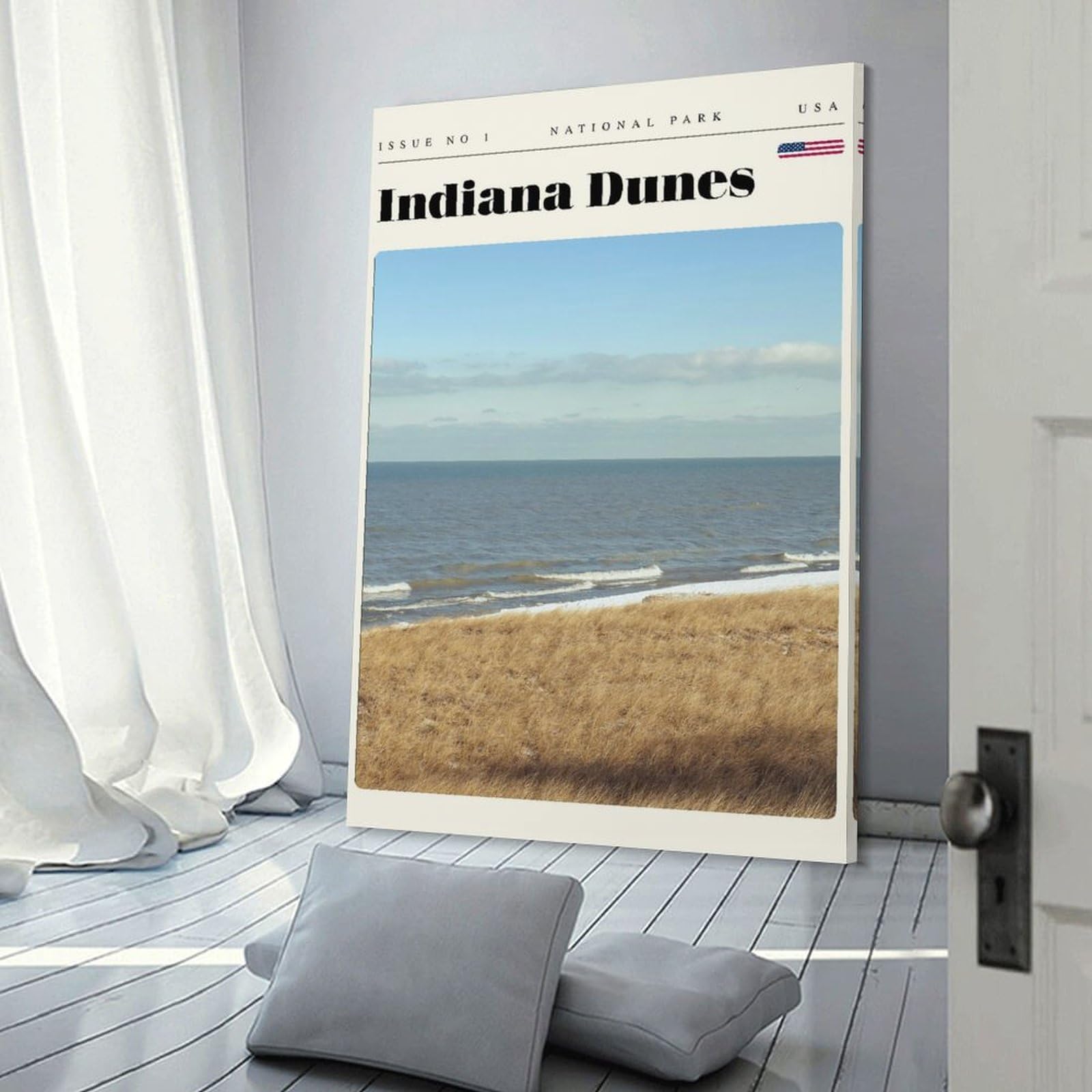 Junmoney Frame-Style-9 Indiana Dunes National Park Travel Art Room Decor Wall Art 20X30inch(50X75cm), For Wall Displays, Bedrooms Or Room Updates, Ideal For Building A Coordinated Art Wall