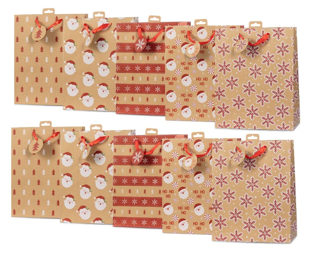 Laro Geschenktaschen Geschenktüten Weihnachten 10/20/40/100stk Large, Anzahl:40, Muster Tüten:Weihnachten Kraftpapier Rot Braun