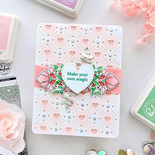 Miniatura 4 de Troqueles rectangulares de metal con agujero de corazón, estrellas y rombos con fondo rectangular, plantillas de corte de boda para manualidades,