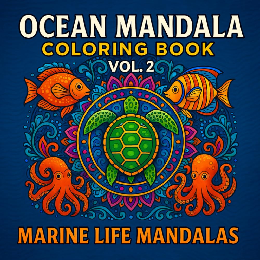 Ocean Mandala Coloring Book Vol. 2: Marine Life Mandalas: 36 Intricate Sea Creature Designs for Relaxation, Mindfulness, and Stress Relief