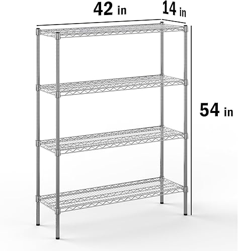 Miniatura 2 de Kit de estantería de alambre cromado de 4 niveles de 14 pulgadas de profundidad x 42 pulgadas de ancho x 54 pulgadas de alto  Unidad de estante de