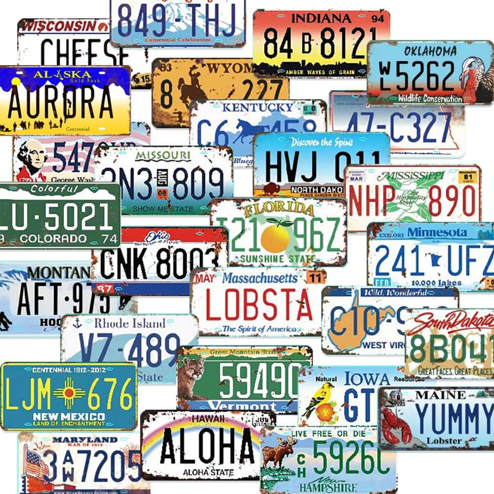 Surtido de réplicas de matrículas de matrícula, placas de metal en relieve, letrero de metal para hombre, barra de cueva, decoración de pared de