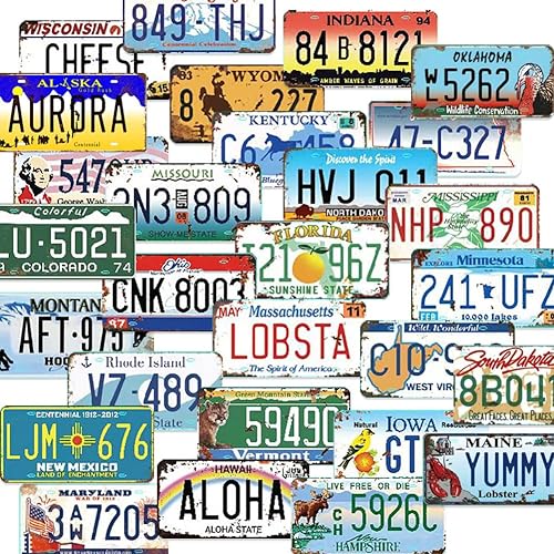 Surtido de réplicas de matrículas de matrícula, placas de metal en relieve, letrero de metal para hombre, barra de cueva, decoración de pared de