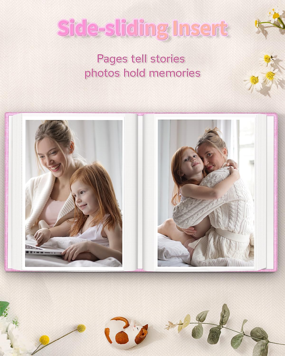 Artfeel Photo Album 4x6 with 100 Pockets,Slip-in Picture Albums,Linen Cover Memory Book with Front Window,White Page Vertical Photo Book for Wedding,Family,Anniversare,Baby,Vacation image 5