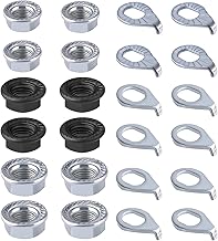 12 Pcs Bicycle Axle Nut - Flange M8-M9.5-M10 - Flange - Flange - Nut to Base - Accessories for Front and Rear MTB Wheel Axle - Includes 12 Seals