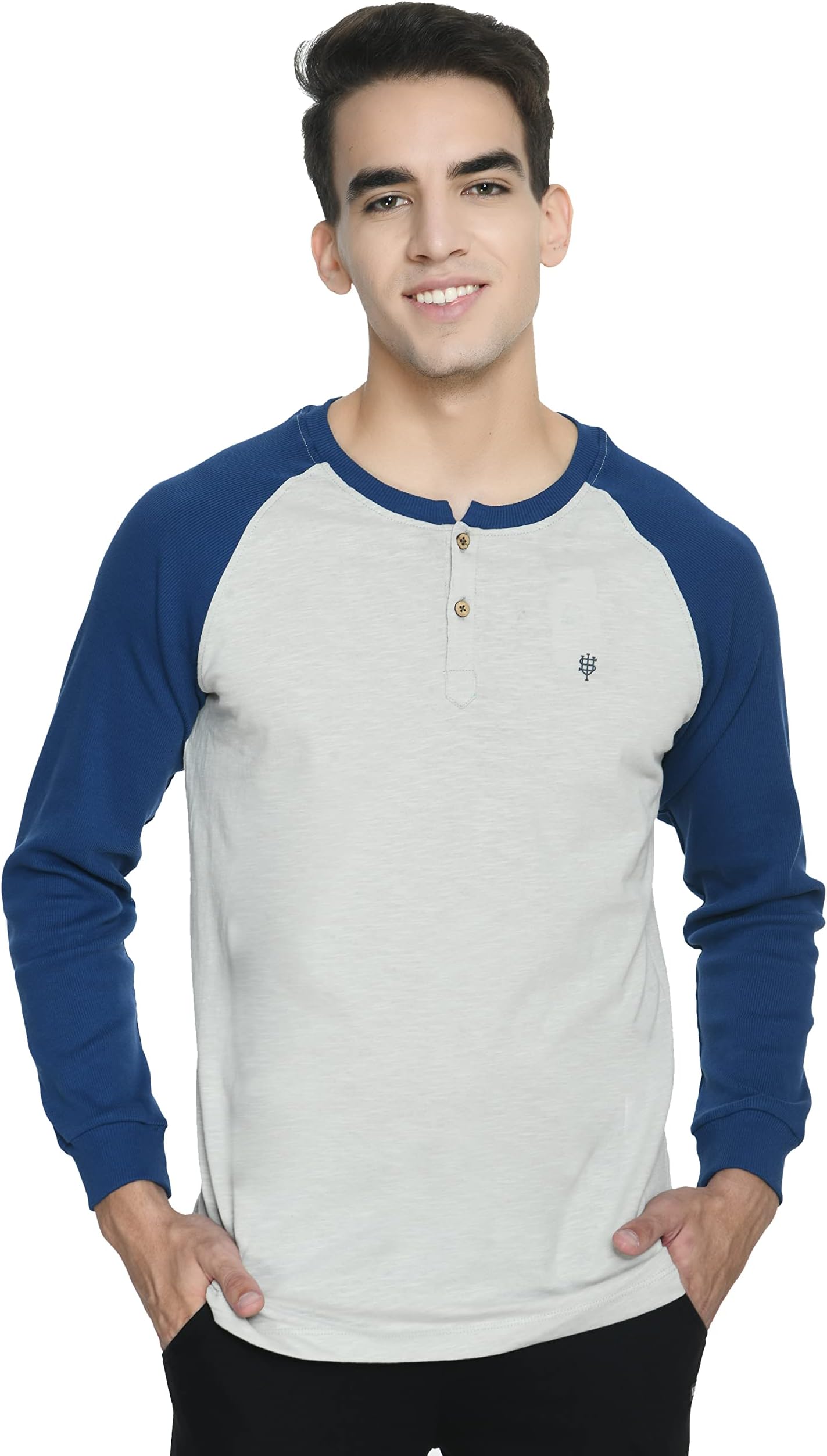 Uni Style Image Slub Henley T-Shirt Smoke