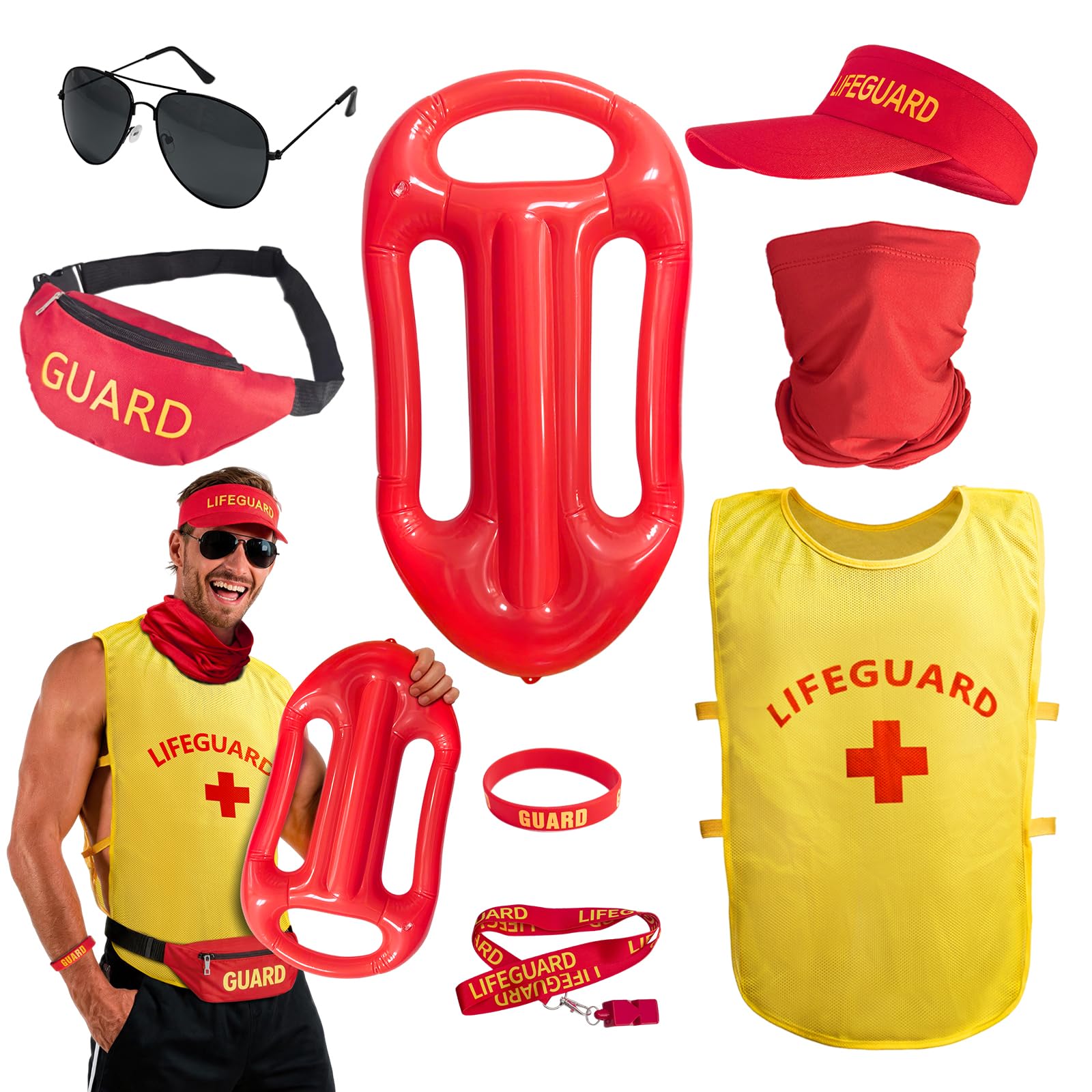 Mahduo 8 Pcs Lifeguard Costume Accessories Set for Men Women