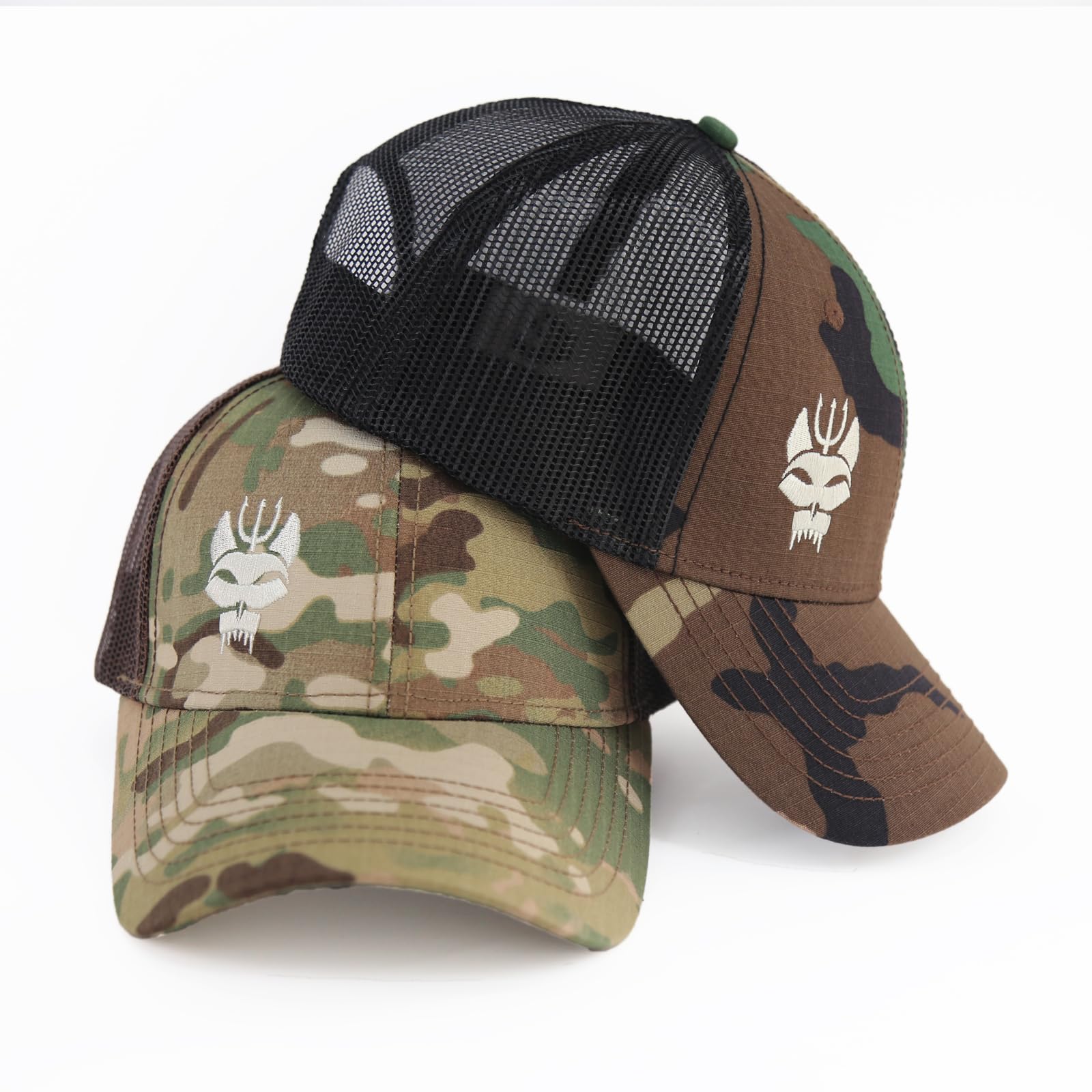 2 Cappellini da Baseball in Cotone tattico con Toppa Blackbeard | Cappellino unisex,cappellino con toppa sulla fronte,cappellino da camionista,Edward Teach,mimetico,corsa,pesca,caccia
