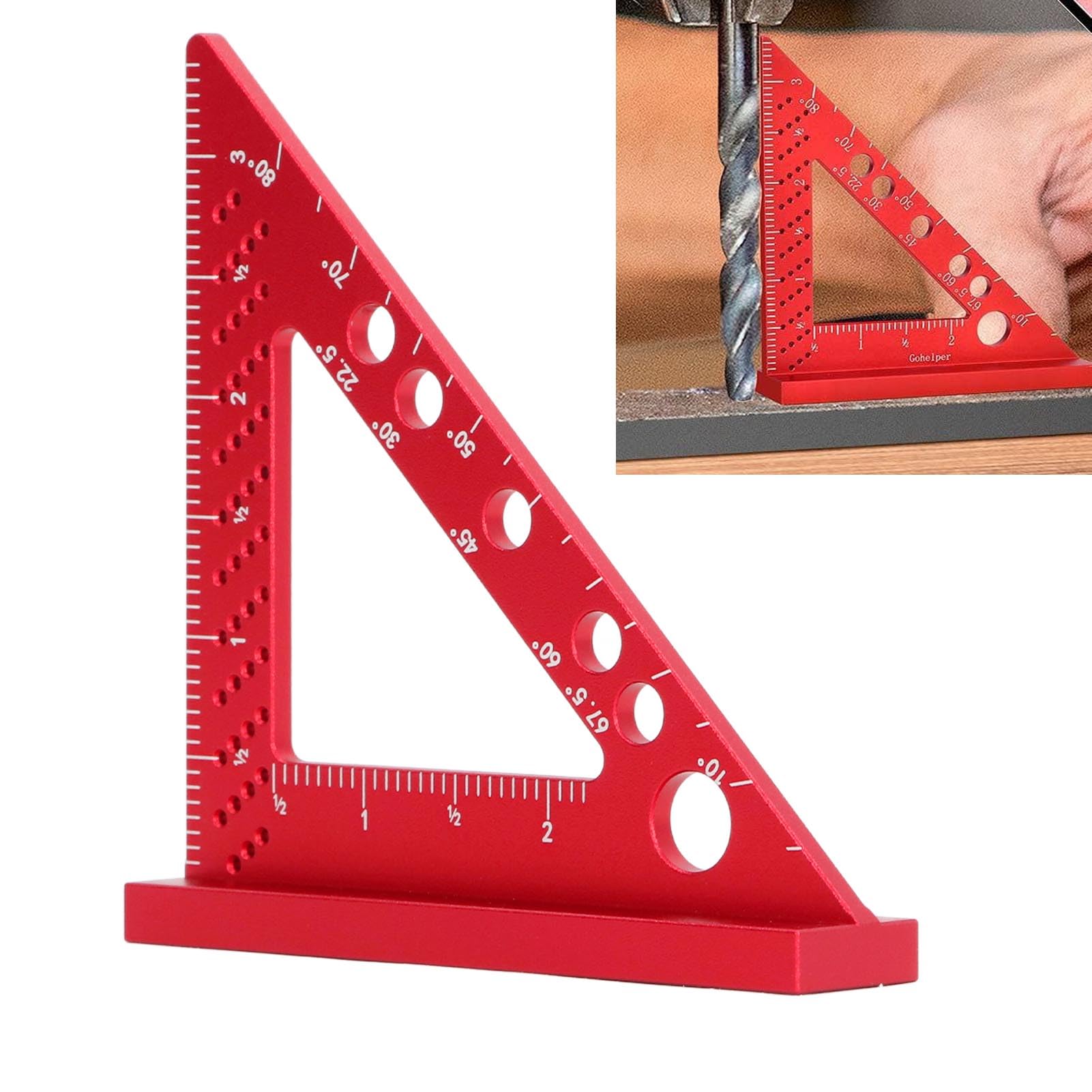 Escuadra de Carpintero, 3,7 x 3,6 Pulgadas, escuadra de viga de aleación de Aluminio de 90 Grados, Regla Triangular portátil, transportador
