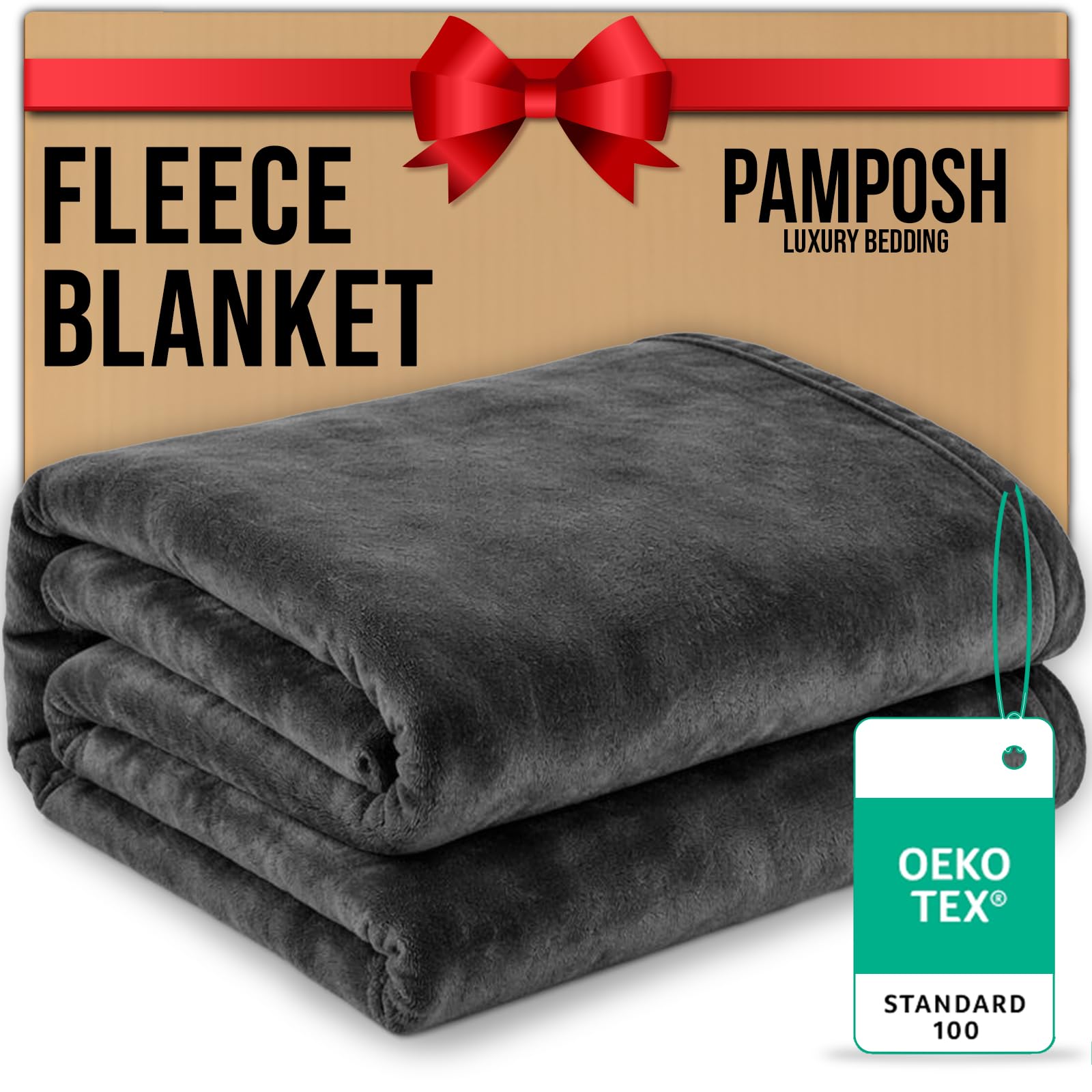 Pamposh Flannel Fleece Queen Size Throw Blankets - Microfiber Solid Blankets for Bed and Couch - Ultrasoft Lightweight Plush Fleece Blanket Queen Size for Camping and Travel